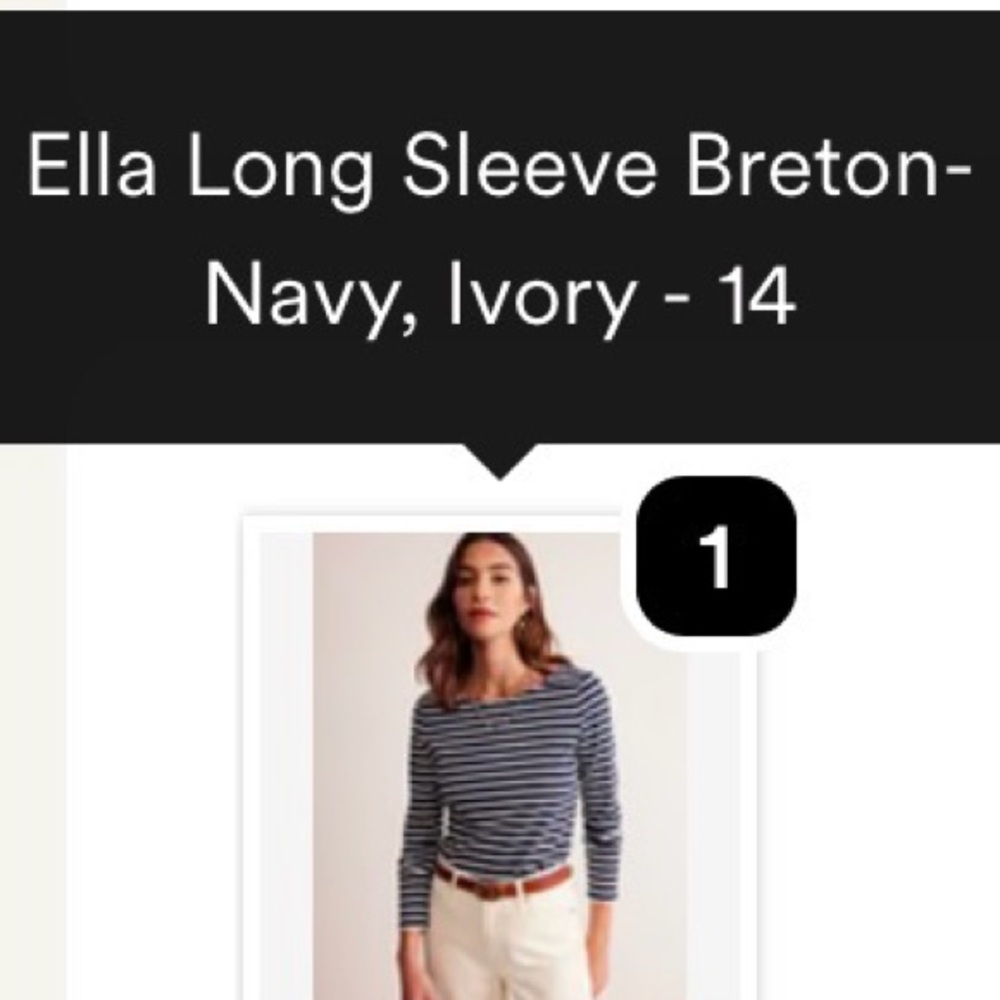 Boden Navy and White Breton Striped Long Sleeve Top